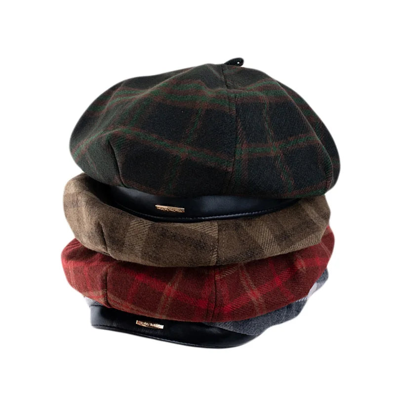 Bordeaux Women's Tartan Cotton Beret