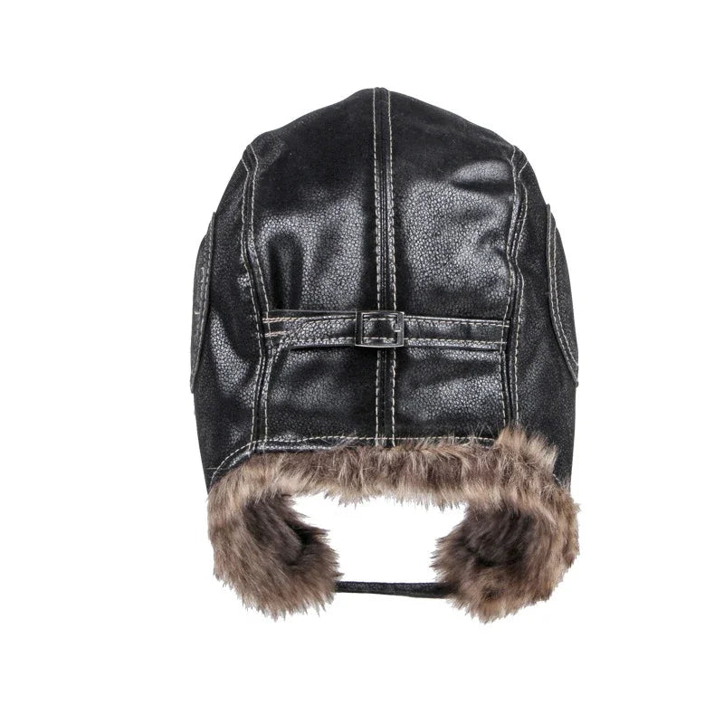 Borisov Winter Fur Leather Bomber Hat