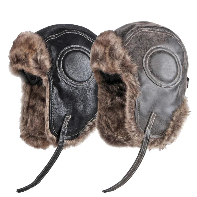 Borisov Winter Fur Leather Bomber Hat