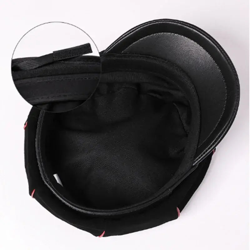 Bossier Black Genuine Leather Newsboy Cap
