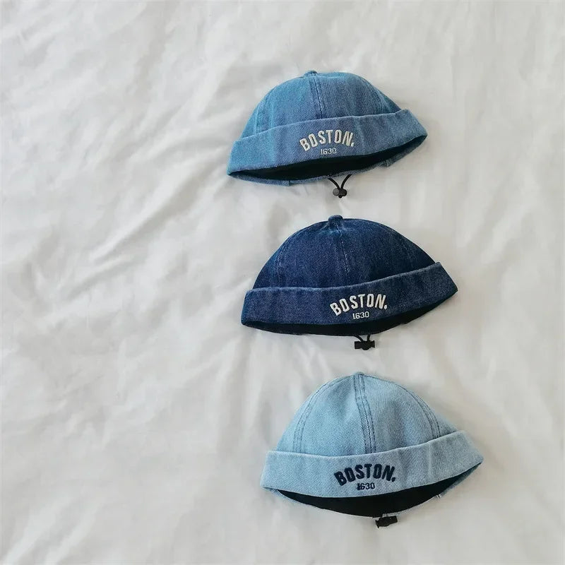 Boston Kids Denim Brimless 6-Panels Docker Cap