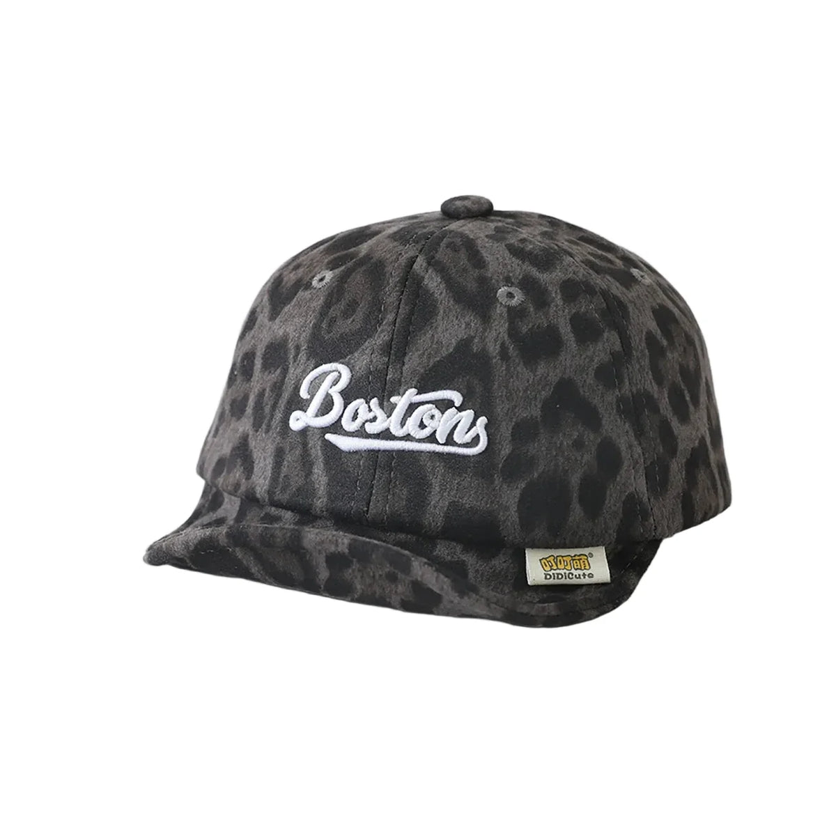 Boston Kids Leopard Print Short Brim Baseball Cap