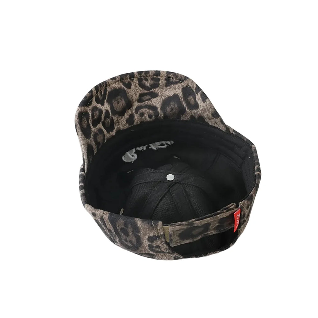 Boston Kids Leopard Print Short Brim Baseball Cap