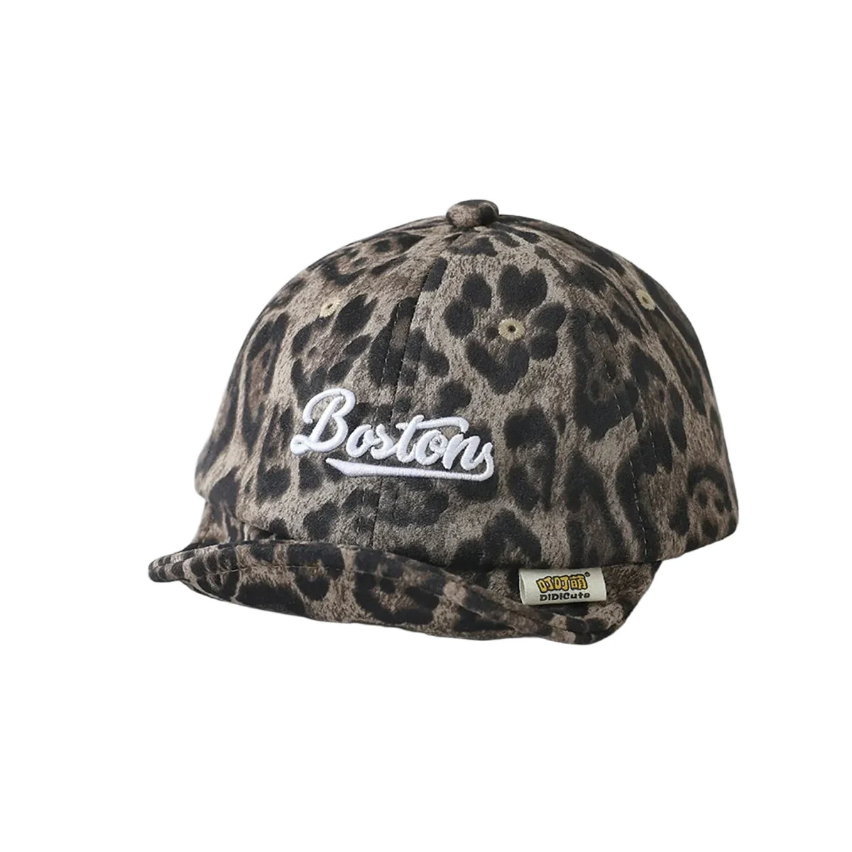Boston Kids Leopard Print Short Brim Baseball Cap
