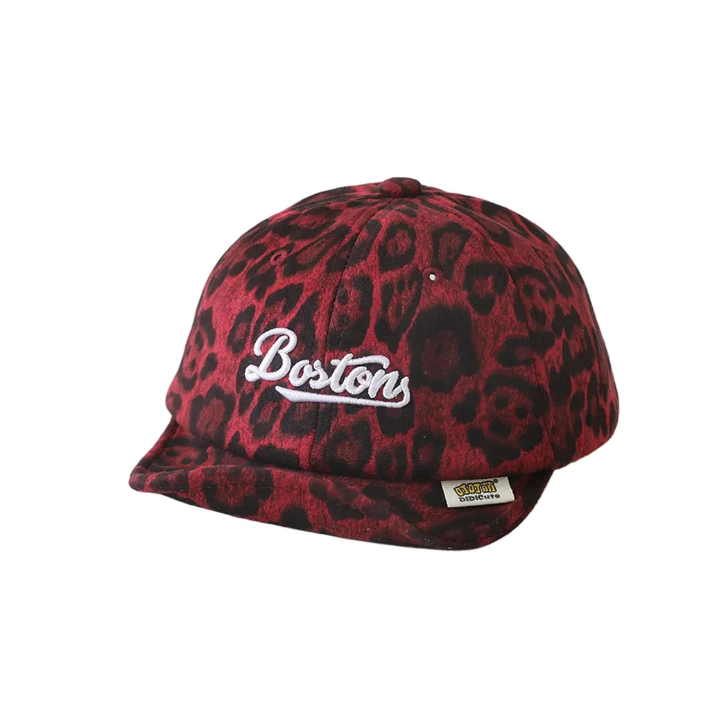 Boston Kids Leopard Print Short Brim Baseball Cap