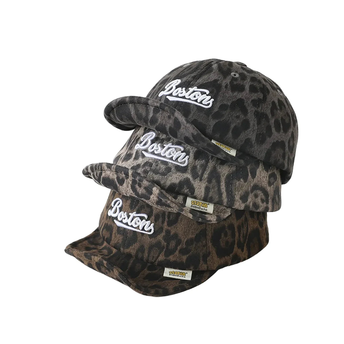 Boston Kids Leopard Print Short Brim Baseball Cap