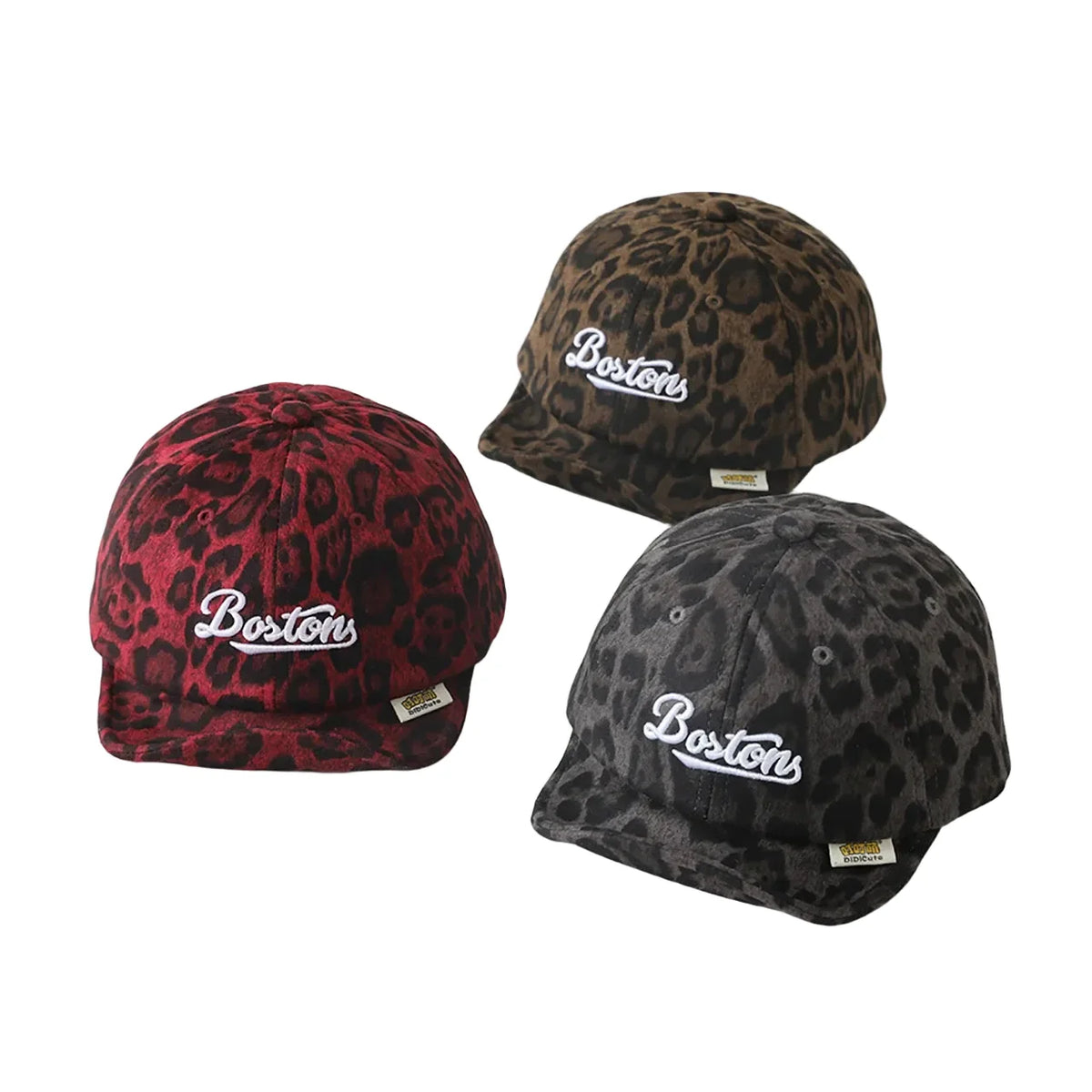 Boston Kids Leopard Print Short Brim Baseball Cap