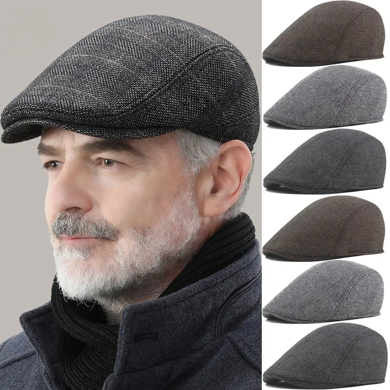 Boston Retro Herringbone Duckbill Flat Cap