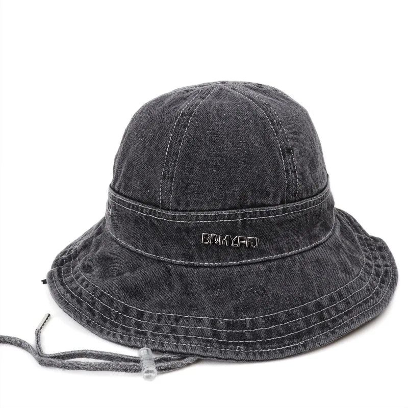 Boston Vintage Denim Wide Brim Bucket Hat