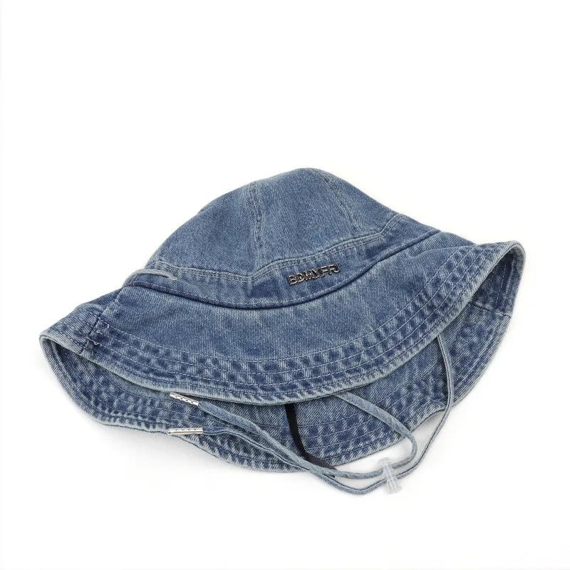 Boston Vintage Denim Wide Brim Bucket Hat