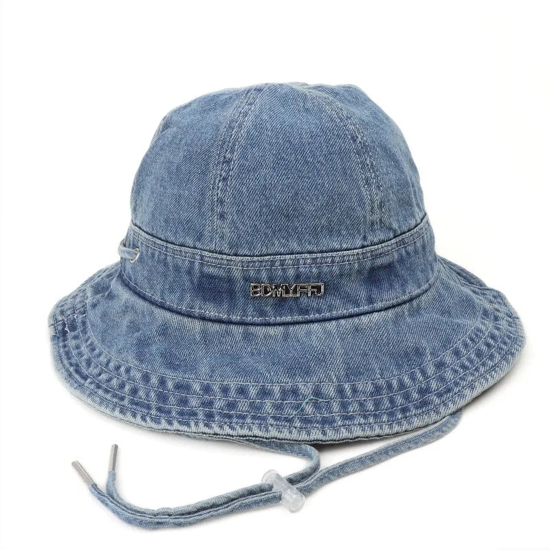 Boston Vintage Denim Wide Brim Bucket Hat