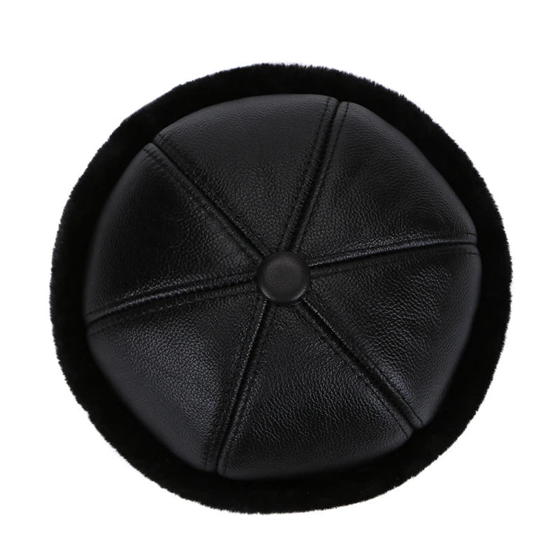 Brest Winter Genuine Leather Docker Cap