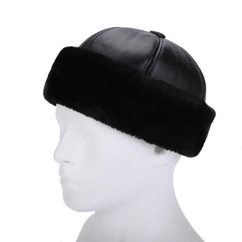 Brest Winter Genuine Leather Docker Cap