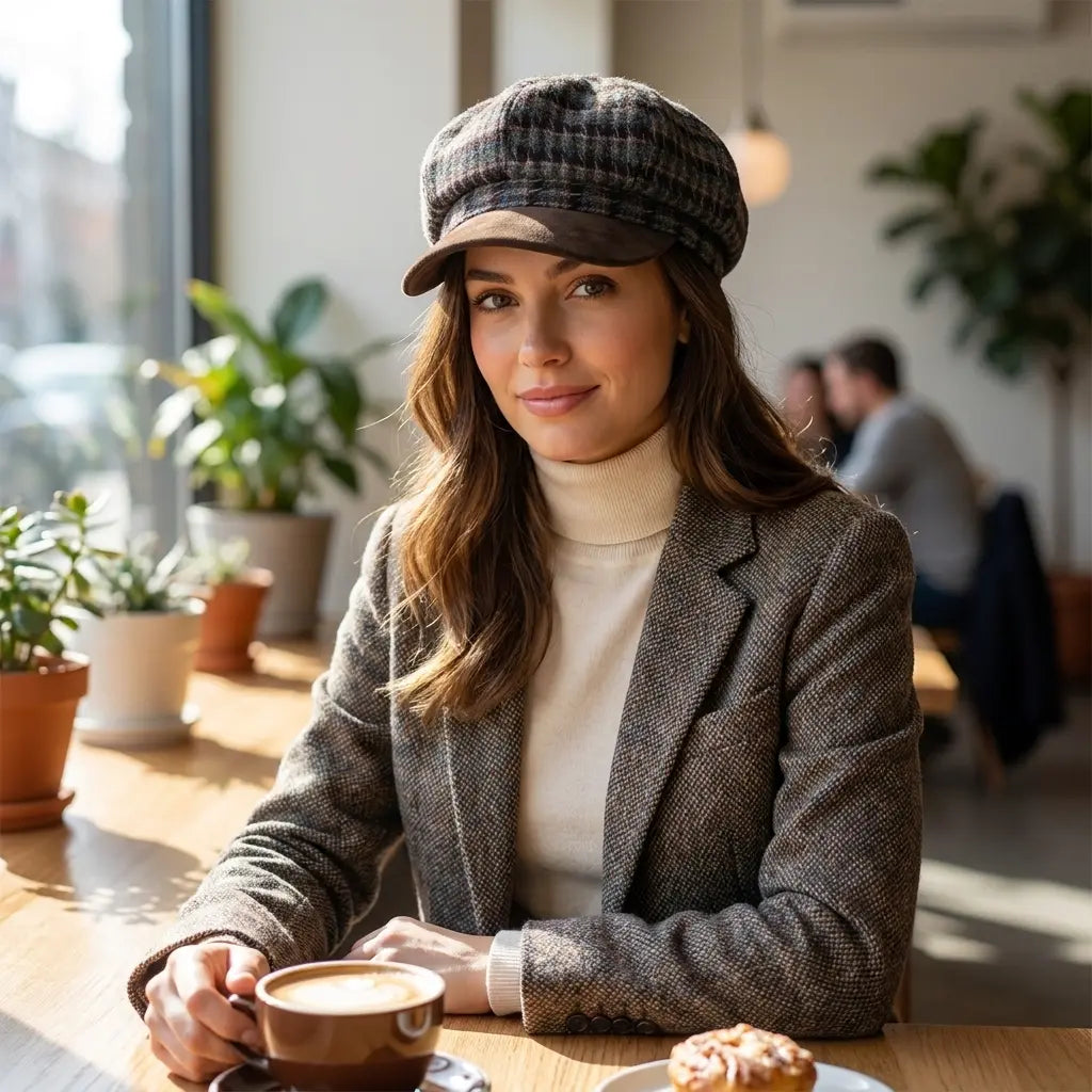 Bristol Women Wool Knitted 8-Panel Newsboy Cap