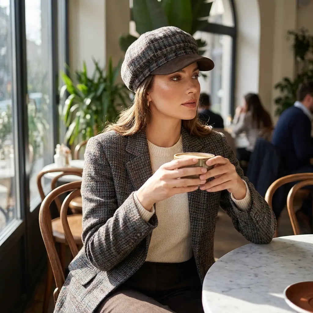 Bristol Women Wool Knitted 8-Panel Newsboy Cap