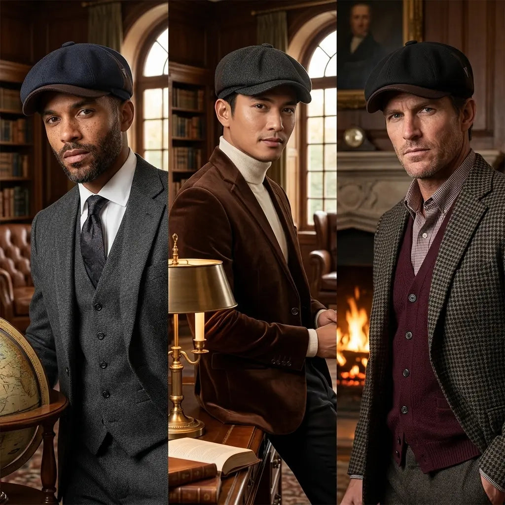 British Letter Label Newsboy Cap