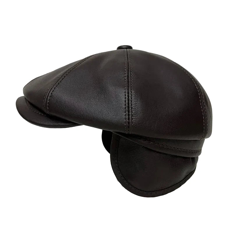 Brixton Winter Genuine Leather Earflaps Newsboy Cap