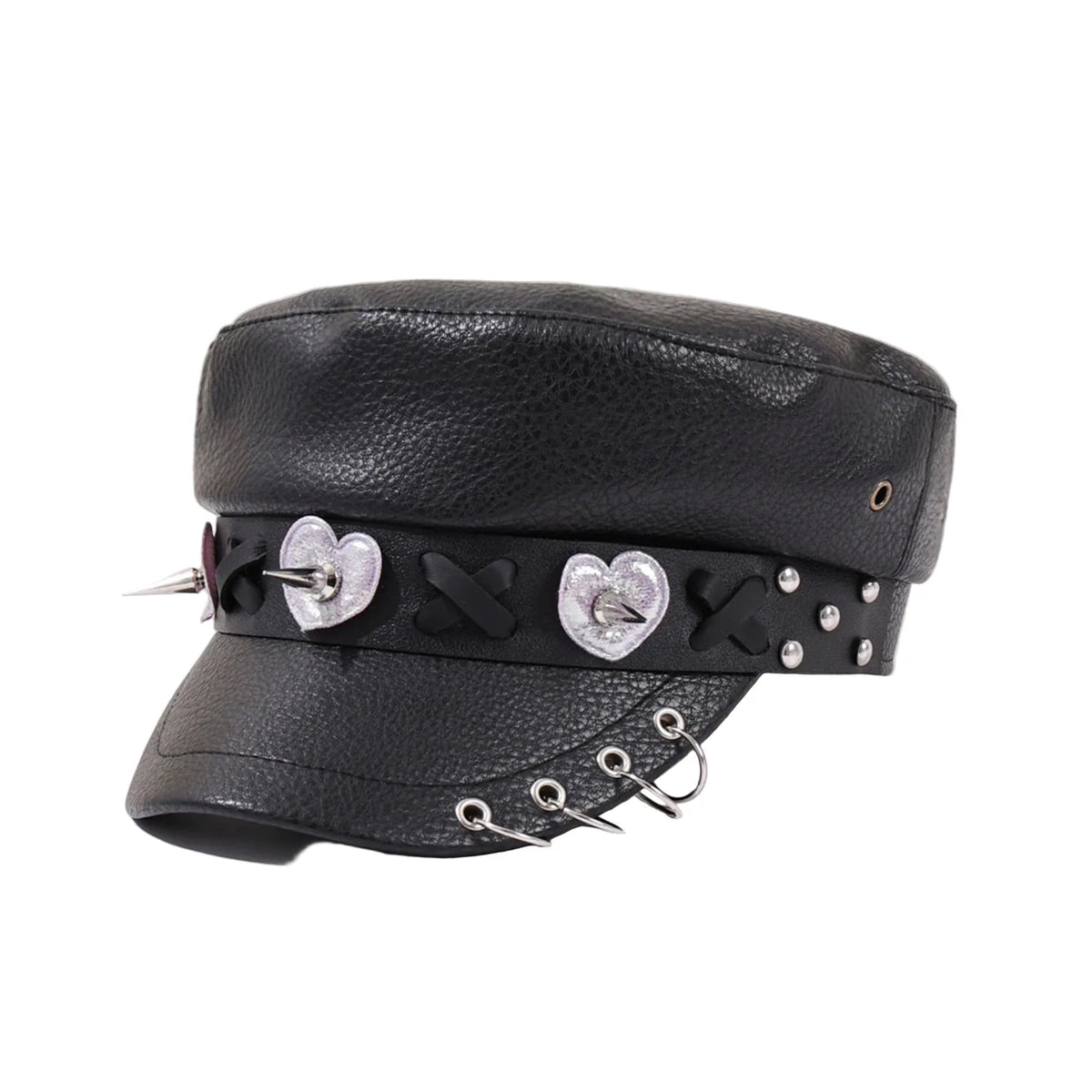 Broken Hearts Gothic Leather Sailor Cap