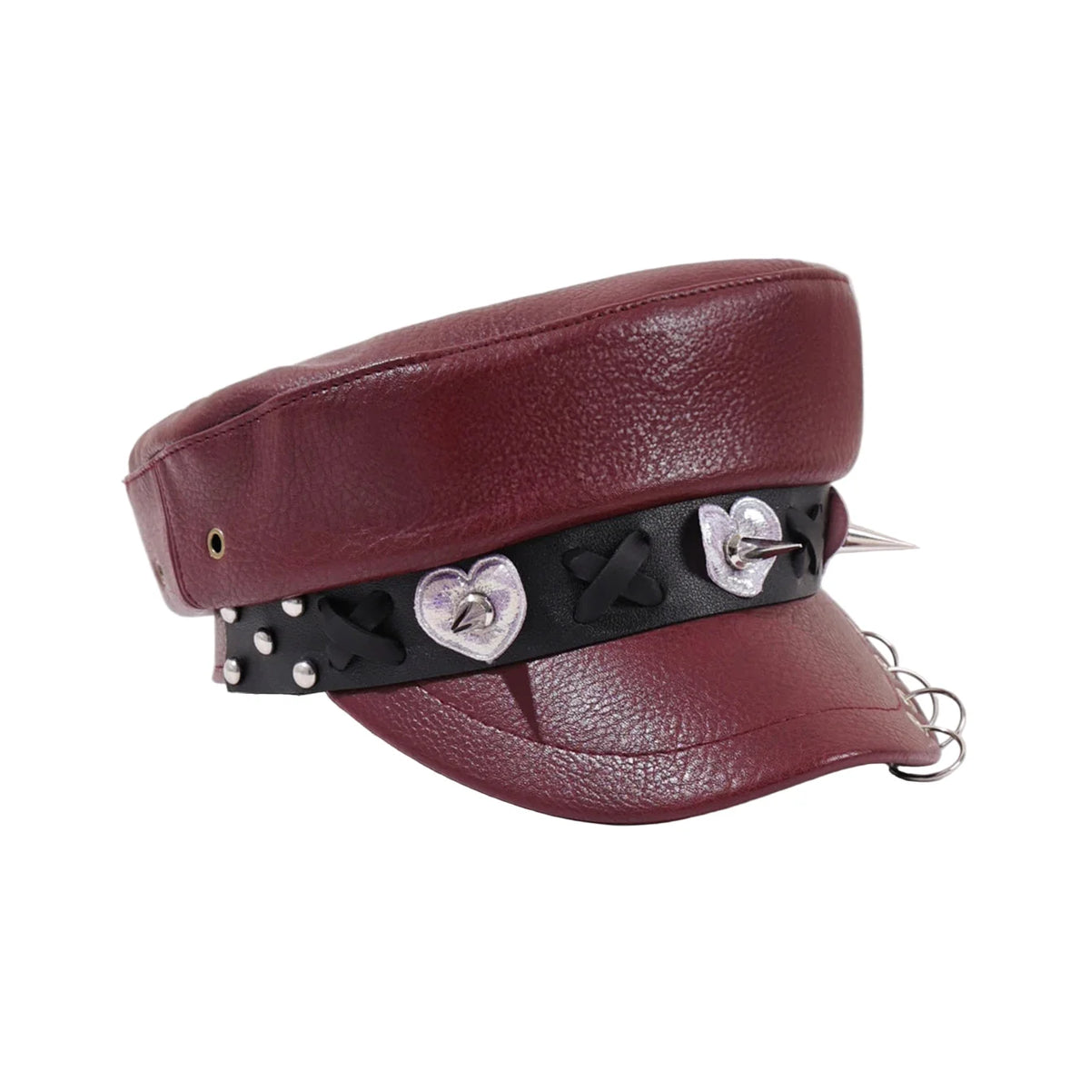 Broken Hearts Gothic Leather Sailor Cap