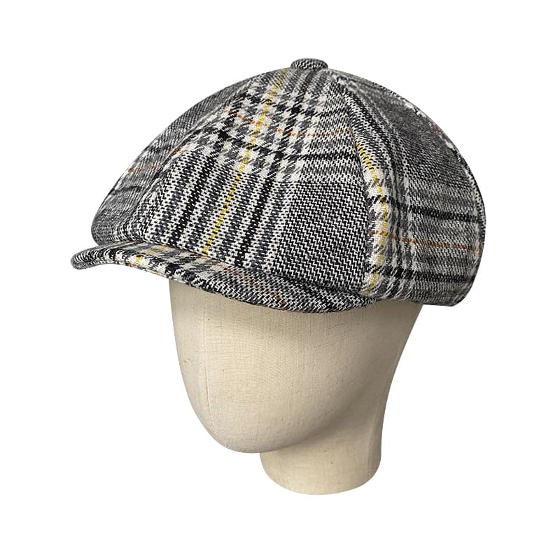 Brooklyn Gray Tartan Wool Newsboy Cap