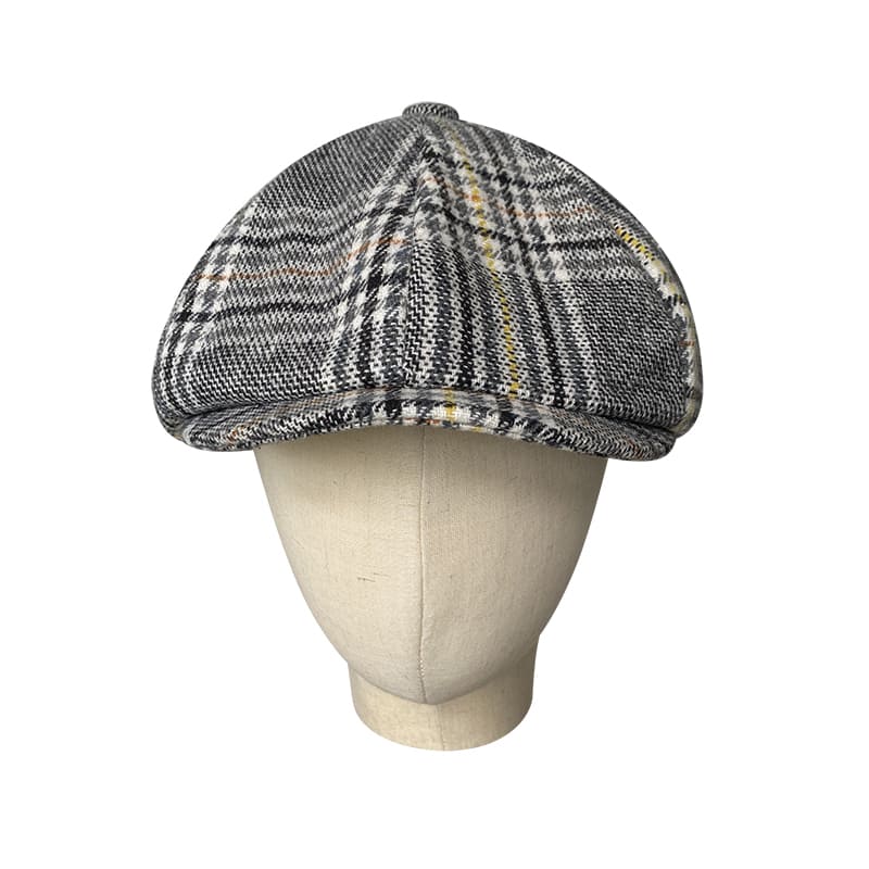 Brooklyn Gray Tartan Wool Newsboy Cap
