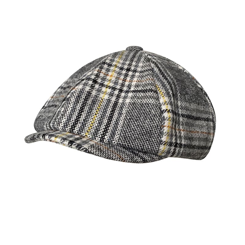 Brooklyn Gray Tartan Wool Newsboy Cap