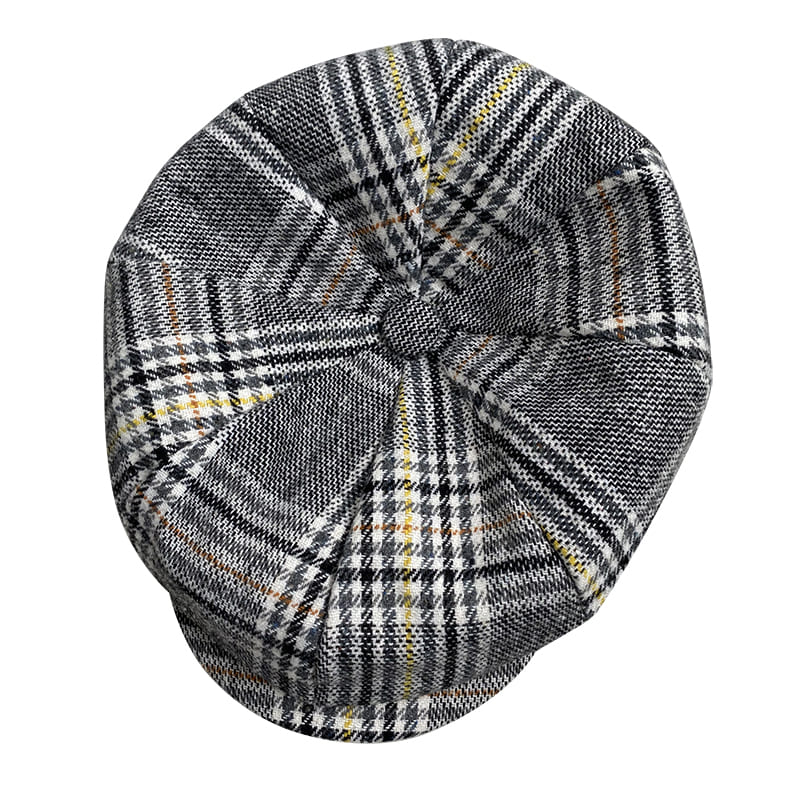 Brooklyn Gray Tartan Wool Newsboy Cap