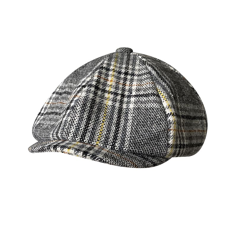 Brooklyn Gray Tartan Wool Newsboy Cap