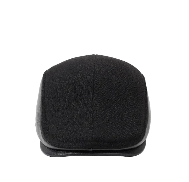 Brosnan Winter Earflaps Leather Duckbill Flat Cap