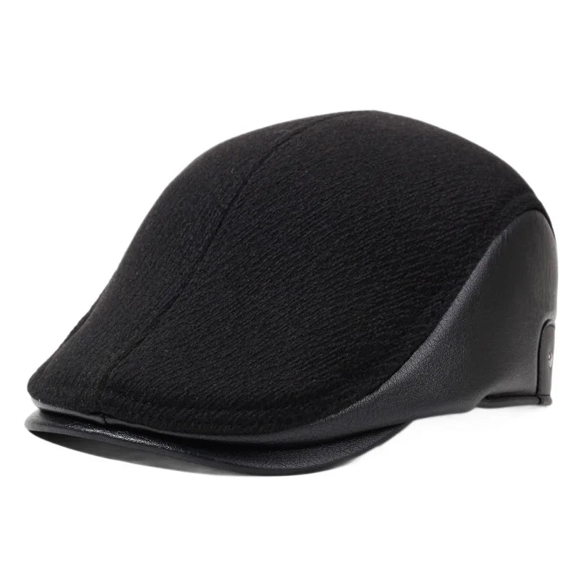 Brosnan Winter Earflaps Leather Duckbill Flat Cap