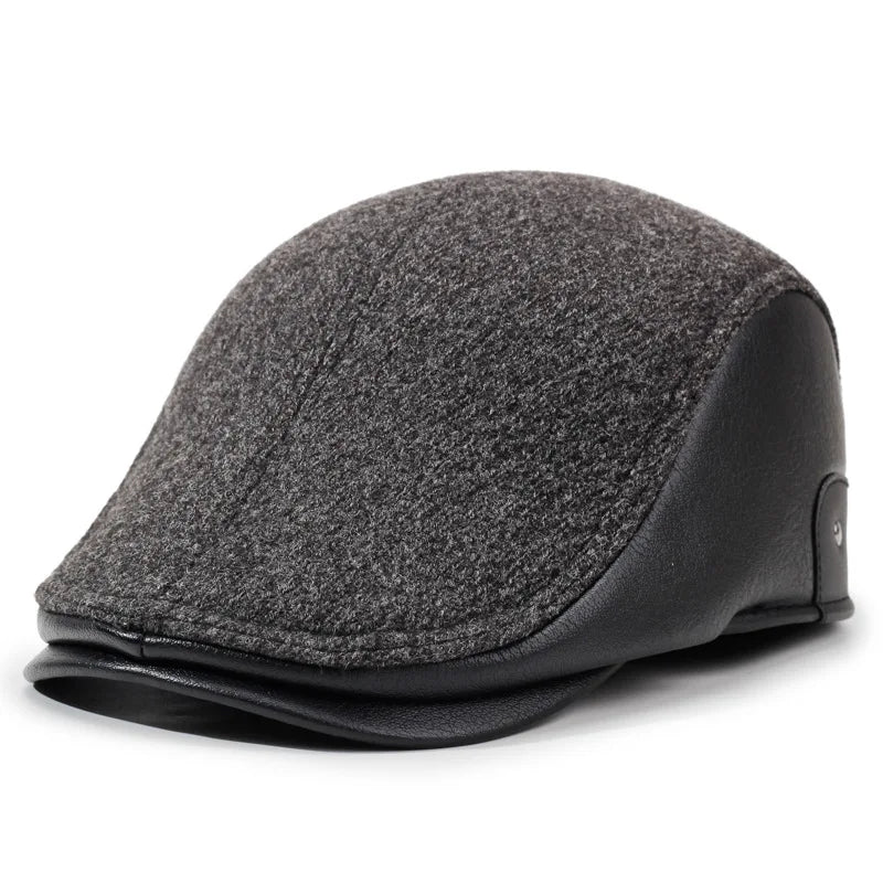Brosnan Winter Earflaps Leather Duckbill Flat Cap