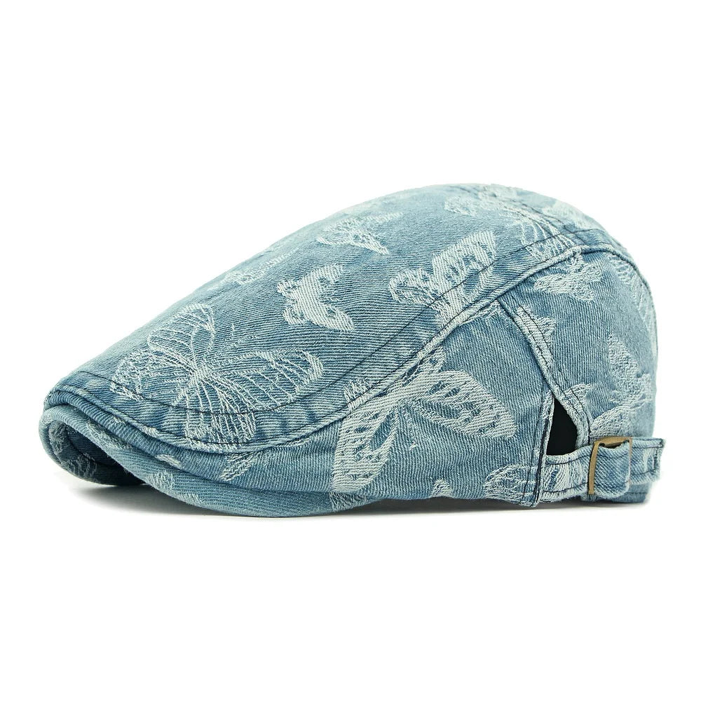 Butterflies Denim Flat Cap