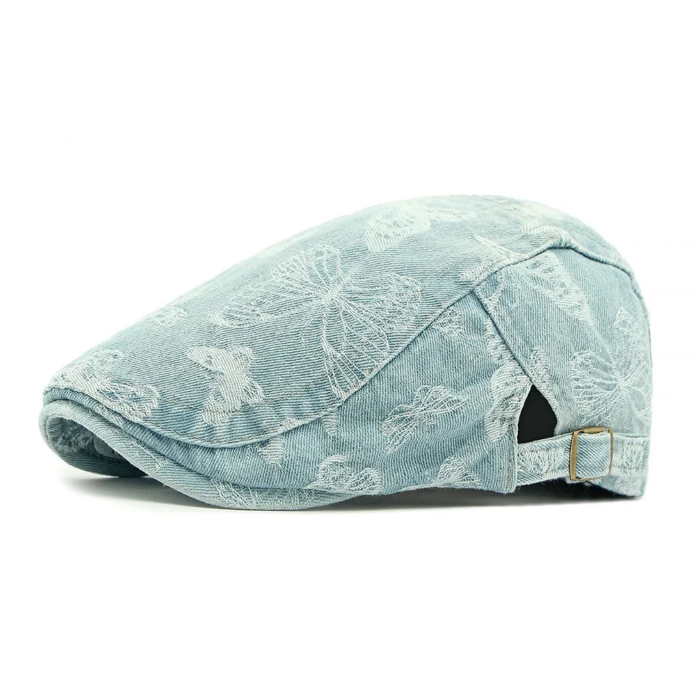 Butterflies Denim Flat Cap