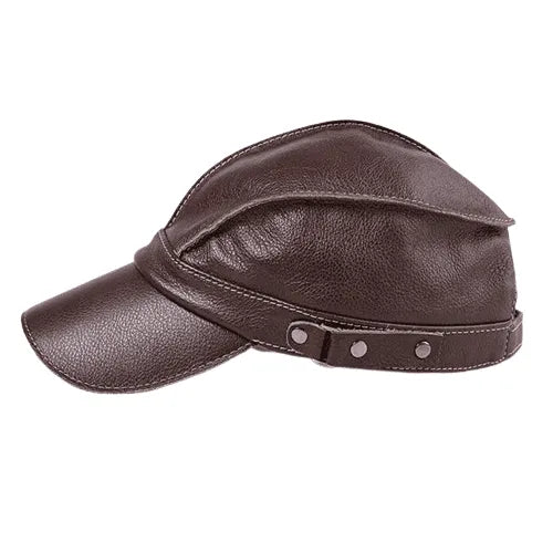 Cadet Striped Genuine Leather Baseball Cap