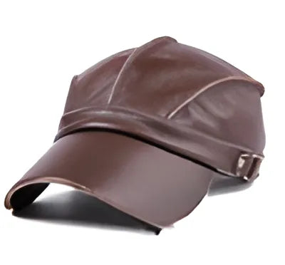 Cadet Striped Genuine Leather Baseball Cap