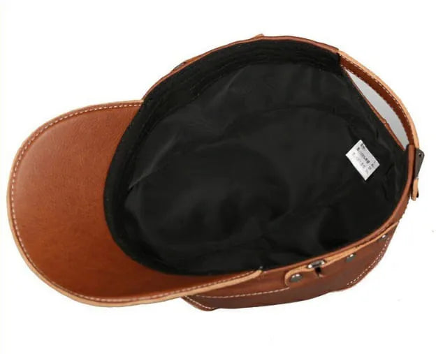 Cadet Striped Genuine Leather Baseball Cap