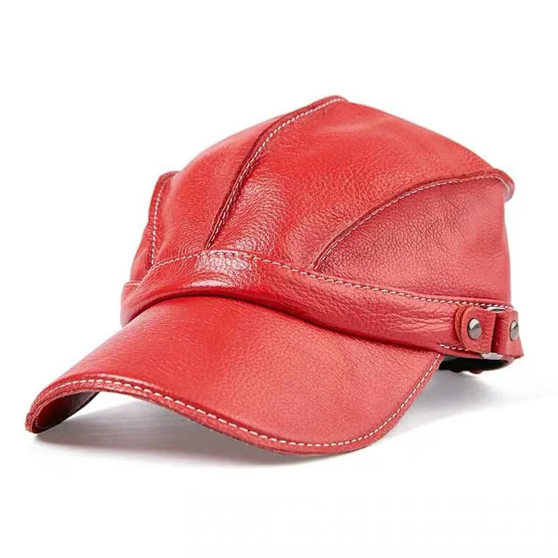 Cadet Striped Genuine Leather Baseball Cap