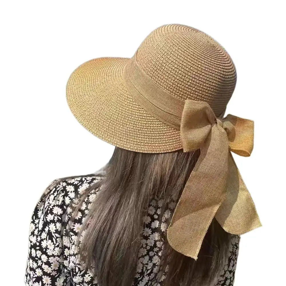 Calabria Summer Bowknot Straw Bucket Hat