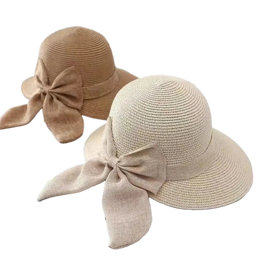 Calabria Summer Bowknot Straw Bucket Hat