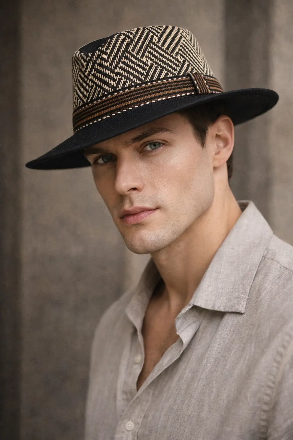 Calabria Summer Chevron Straw Fedora Hat