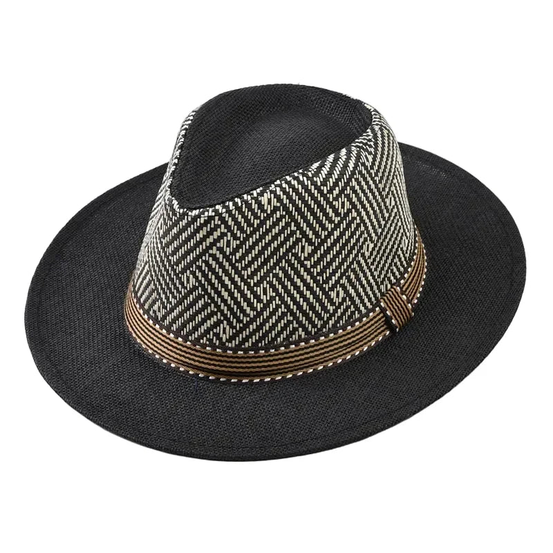 Calabria Summer Chevron Straw Fedora Hat