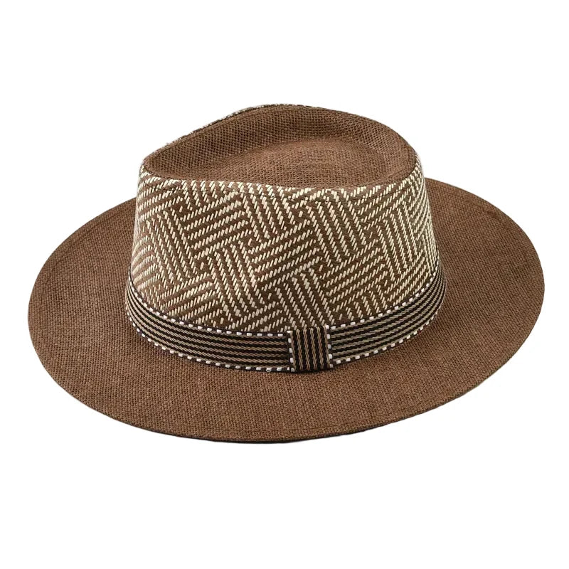 Calabria Summer Chevron Straw Fedora Hat