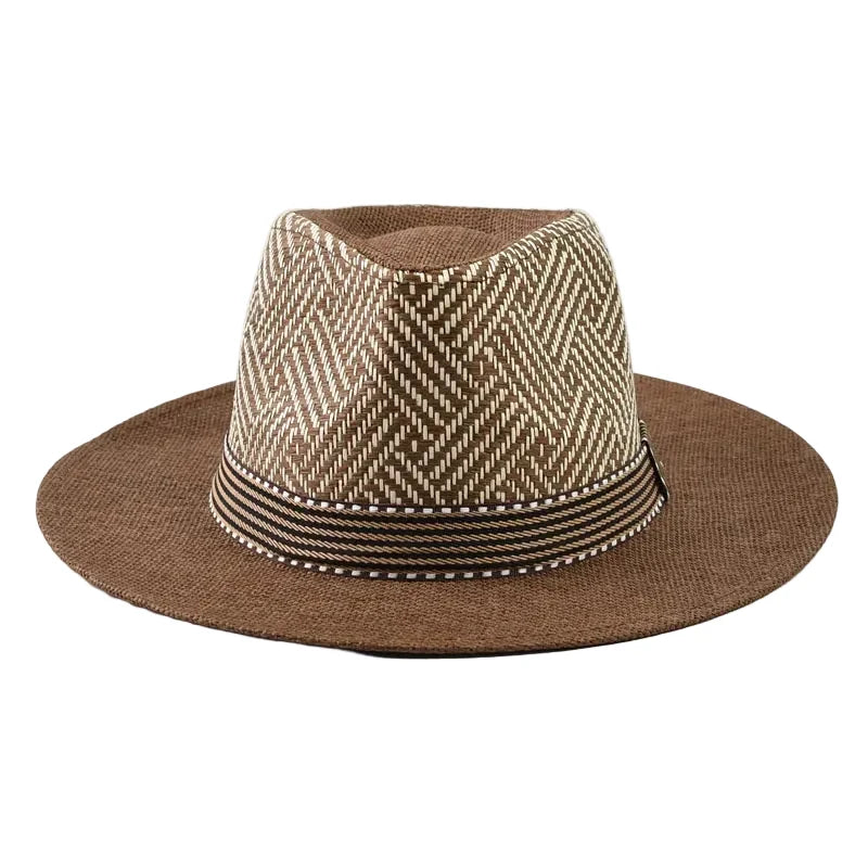 Calabria Summer Chevron Straw Fedora Hat