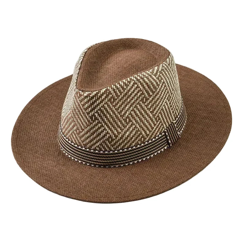 Calabria Summer Chevron Straw Fedora Hat