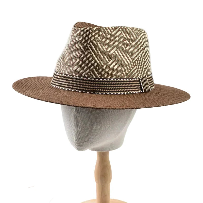 Calabria Summer Chevron Straw Fedora Hat