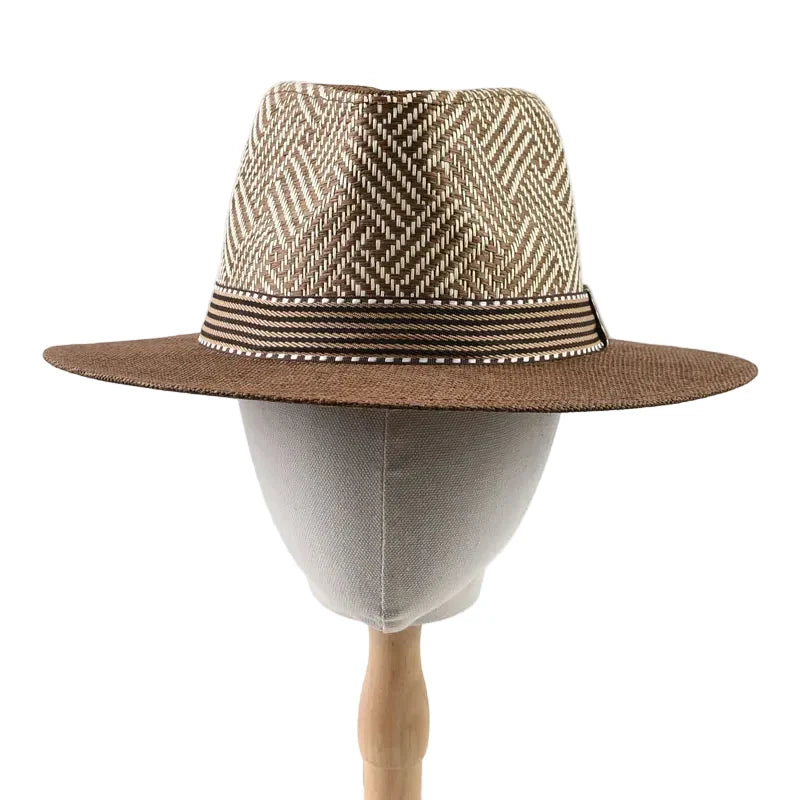 Calabria Summer Chevron Straw Fedora Hat