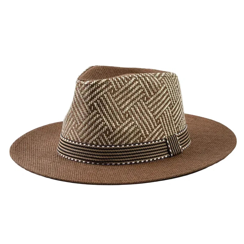 Calabria Summer Chevron Straw Fedora Hat