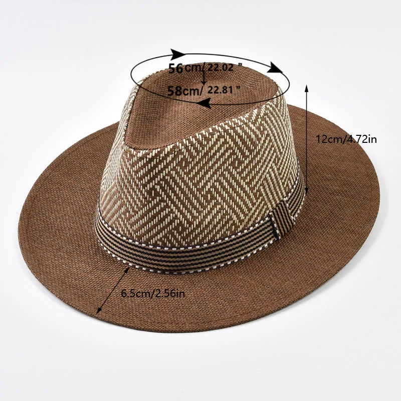 Calabria Summer Chevron Straw Fedora Hat