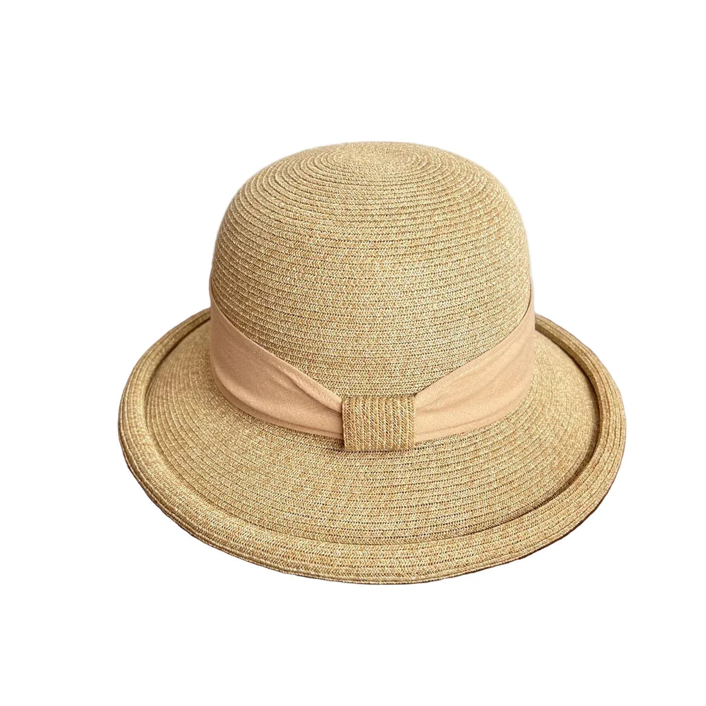 Calabria Sun Straw Rolled Brim Bucket Hat
