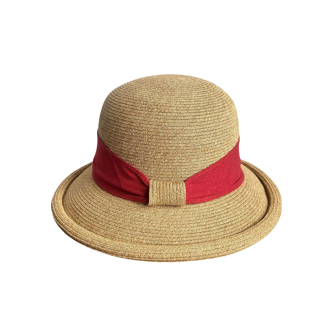 Calabria Sun Straw Rolled Brim Bucket Hat